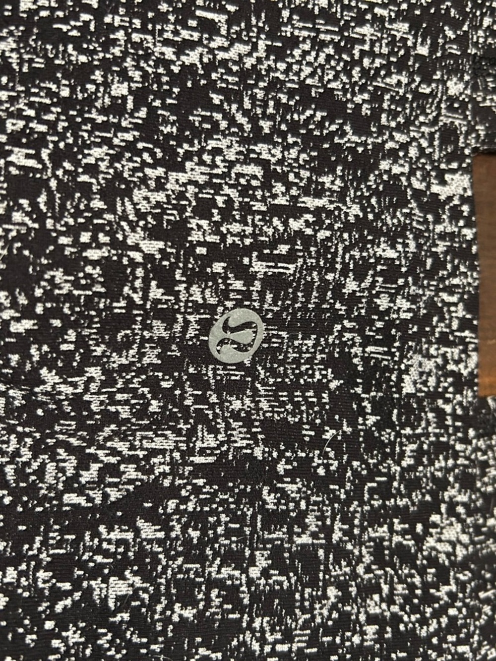 lululemon athletica black and white textured logo top